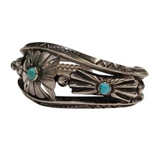 Vintage Fred Harvey Era Navajo Sterling Cuff Bracelet - Additional view 1