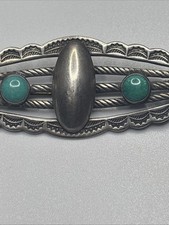 Vintage Navajo Old Pawn Sterling Silver Turquoise  Brooch- Fred Harvey? - Additional view 4