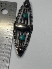 Vintage Navajo Old Pawn Sterling Silver Turquoise  Brooch- Fred Harvey? - Additional view 5