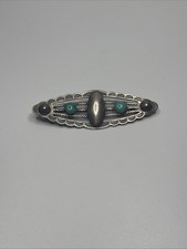 Vintage Navajo Old Pawn Sterling Silver Turquoise Brooch- Fred Harvey?