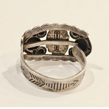 Vintage Fred Harvey Era Sterling Silver Turquoise Spoon Ring - Additional view 2