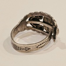 Vintage Fred Harvey Era Sterling Silver Turquoise Spoon Ring - Additional view 3