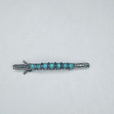 Fred Harvey Era Native American Silver Hopi Horse Dog  Silver Turquoise Barrette - Additional view 1
