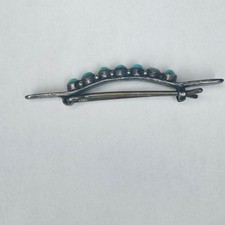 Fred Harvey Era Native American Silver Hopi Horse Dog  Silver Turquoise Barrette - Additional view 2