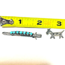 Fred Harvey Era Native American Silver Hopi Horse Dog Silver Turquoise Barrette