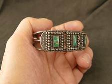NAVAJO FRED HARVEY TURQUOISE INGOT SILVER BRACELET 40.3 GMS 1940'S TUCSON ESTATE - Additional view 1