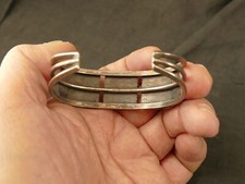 NAVAJO FRED HARVEY TURQUOISE INGOT SILVER BRACELET 40.3 GMS 1940'S TUCSON ESTATE - Additional view 5