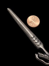 Fred Harvey Era Stampwork Roadrunner Navajo Sterling Turquoise Letter Opener 5