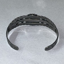 Vtg Fred Harvey Era Navajo Turquoise Hand stamp Sterling silver Bracelet See Des - Additional view 1