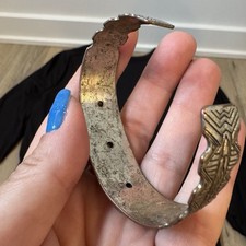 Vintage Fred Harvey Era Bracelet Machine Stamped Metal Composite Stones - Additional view 7