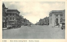 Newton Kansas~Main Street North~Real Estate Office~1920s Cars~1934 Fred Harvey