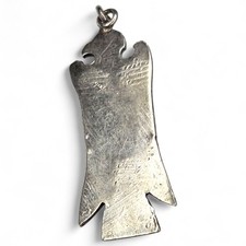 Vintage Fred Harvey Era Sterling Silver Green Turquoise Bird Pendant Charm - Additional view 4