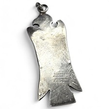 Vintage Fred Harvey Era Sterling Silver Green Turquoise Bird Pendant Charm - Additional view 5