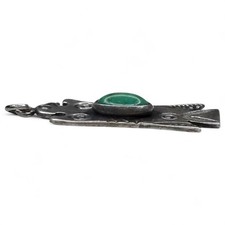 Vintage Fred Harvey Era Sterling Silver Green Turquoise Bird Pendant Charm - Additional view 6