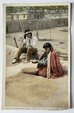 Fred Harvey NM New Mexico Pueblo of Tesuque Winnowing Grain Postcard A1