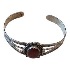 Vintage Fred Harvey Era Bell Trading Post Carnelian Sterling Silver Bracelet - Additional view 7