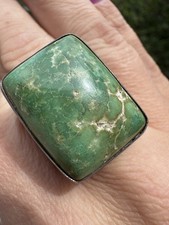 NATIVE AMERICAN NAVAJO TURQUOISE & STERLING FRED HARVEY ERA CHUNKY RING 21GRMS - Additional view 1