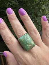 NATIVE AMERICAN NAVAJO TURQUOISE & STERLING FRED HARVEY ERA CHUNKY RING 21GRMS - Additional view 2