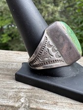 NATIVE AMERICAN NAVAJO TURQUOISE & STERLING FRED HARVEY ERA CHUNKY RING 21GRMS - Additional view 5