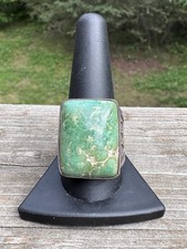 NATIVE AMERICAN NAVAJO TURQUOISE & STERLING FRED HARVEY ERA CHUNKY RING 21GRMS
