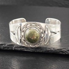 Native American Fred Harvey Era Cerillos Sterling Silver Cuff Bracelet
