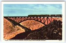 Fred Harvey Santa Fe Streamliner Crossing Canyon Diablo Winslow AZ Postcard N-1