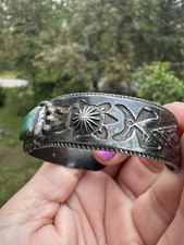 NATIVE AMERICAN NAVAJO TURQUOISE & STERLING FRED HARVEY ERA CUFF - Additional view 4