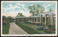 1918 Topeka Kansas Central Park Entrance Vintage Fred Harvey Postcard D389
