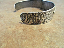 REAL OLD Fred Harvey Era Navajo Sterling Silver Turquoise SHIELD Design Bracelet - Additional view 9