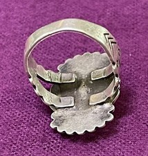 Vintage Fred Harvey Era Stamped Sterling Silver Turquoise Ring Size 6 - Additional view 2