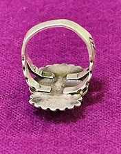 Vintage Fred Harvey Era Stamped Sterling Silver Turquoise Ring Size 6 - Additional view 3