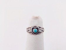 Vtg Bell Trading Post Fred Harvey Era Sterling Silver Turquoise Baby Child Ring - Additional view 1