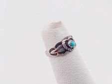 Vtg Bell Trading Post Fred Harvey Era Sterling Silver Turquoise Baby Child Ring - Additional view 2
