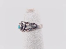 Vtg Bell Trading Post Fred Harvey Era Sterling Silver Turquoise Baby Child Ring - Additional view 3
