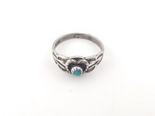 Vtg Bell Trading Post Fred Harvey Era Sterling Silver Turquoise Baby Child Ring - Additional view 4