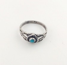 Vtg Bell Trading Post Fred Harvey Era Sterling Silver Turquoise Baby Child Ring - Additional view 5