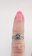 Vtg Bell Trading Post Fred Harvey Era Sterling Silver Turquoise Baby Child Ring - Additional view 9