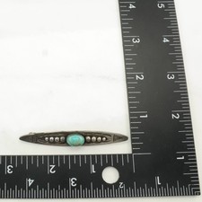 Fred Harvey Era Stamped Blue Block Turquoise Sterling Silver Brooch - Additional view 6