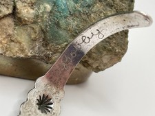 Vintage Signed Bobby Silver Fred Harvey Era Cuff Bracelet Concho Stamped - Additional view 4