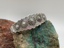 Vintage Signed Bobby Silver Fred Harvey Era Cuff Bracelet Concho Stamped - Additional view 9