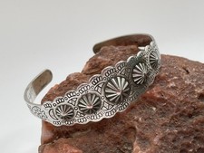 Vintage Signed Bobby Silver Fred Harvey Era Cuff Bracelet Concho Stamped