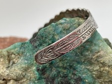 Vintage Signed Bobby Silver Fred Harvey Era Cuff Bracelet Concho Stamped #2 - Additional view 1