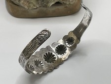 Vintage Signed Bobby Silver Fred Harvey Era Cuff Bracelet Concho Stamped #2 - Additional view 11