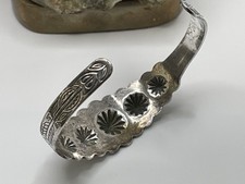 Vintage Signed Bobby Silver Fred Harvey Era Cuff Bracelet Concho Stamped #2 - Additional view 10