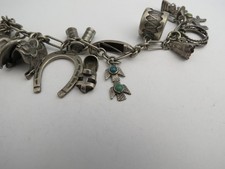 Sterling silver VTG 50s era charm Fred Harvey old west horseshoe totem cowboy - Additional view 6