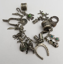 Sterling silver VTG 50s era charm Fred Harvey old west horseshoe totem cowboy