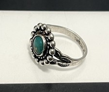 OLD Fred Harvey STERLING SILVER & TURQUOISE Stamped RING sz 2 - Additional view 12