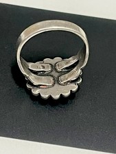 OLD Fred Harvey STERLING SILVER & TURQUOISE Stamped RING sz 2 - Additional view 7