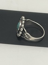 OLD Fred Harvey STERLING SILVER & TURQUOISE Stamped RING sz 2 - Additional view 10