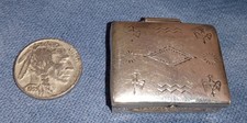 Vintage Fred Harvey Era Navajo Sterling Turquoise Stamped Pill Box Hinged - Additional view 7